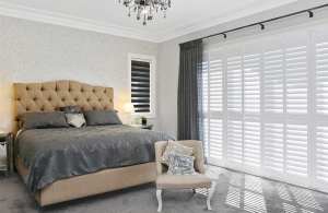 Shutters enhancing the look of a bedroom