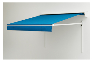 Robusta pivot arm awnings in blue colour